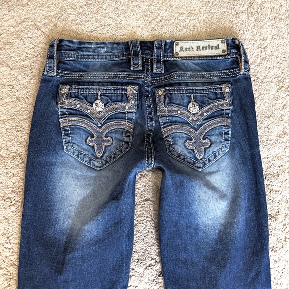 Rock Revival Jeans Womens Size 25 Drew Distressed Low Rise Y2K Medium Blue Denim - Picture 2 of 12